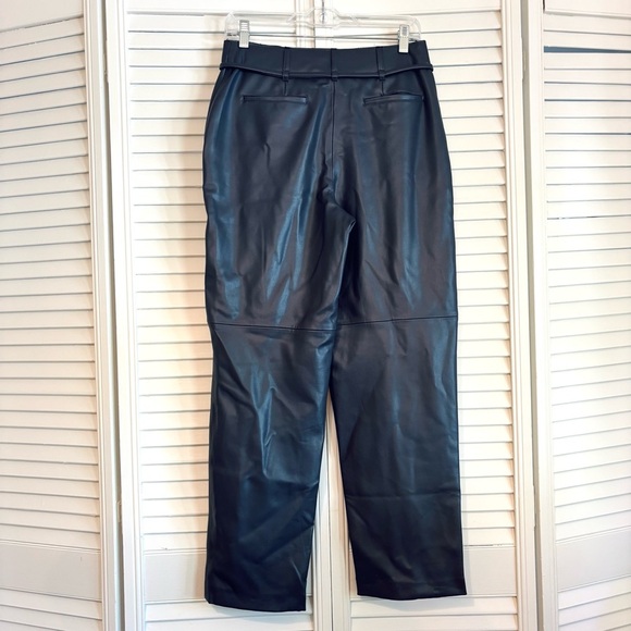 Mayson the Label Vegan Leather Pleat Front Tapered Pants in Periscope Size 2 - Picture 4 of 9